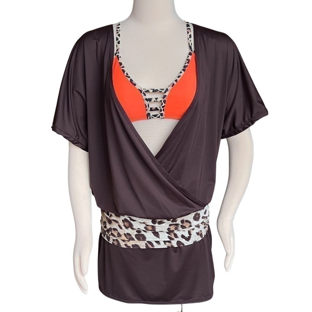 Vince Camuto Swim Coverup with Animal Print Sash Size Medium NWT